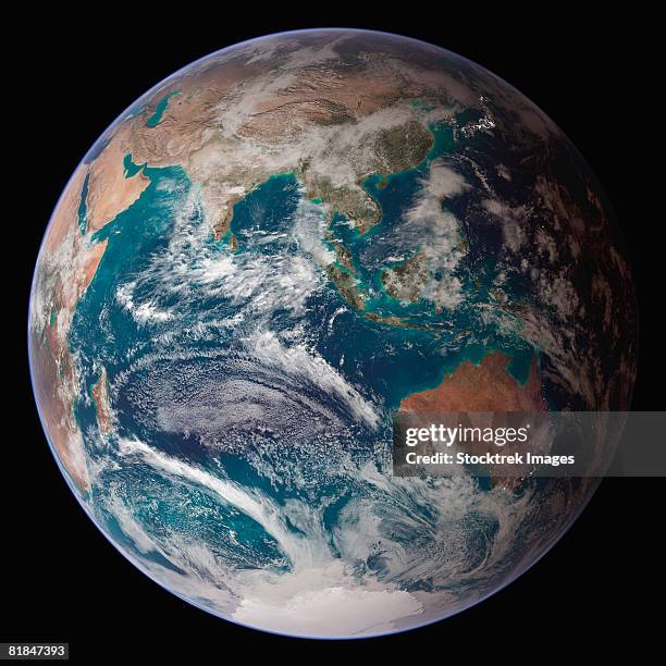 full earth showing eastern hemisphere. - eastern hemisphere stock pictures, royalty-free photos & images