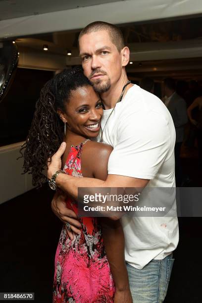 Actors Shanola Hampton and Steve Howey attend Steve Howey's Surprise 40th Birthday Party on July 16, 2017 in Los Angeles, California.