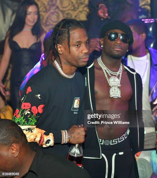 Travis Scott and Ralo attend the travis Scott after Party at Medusa Lounge on July 18, 2017 in Atlanta, Georgia.