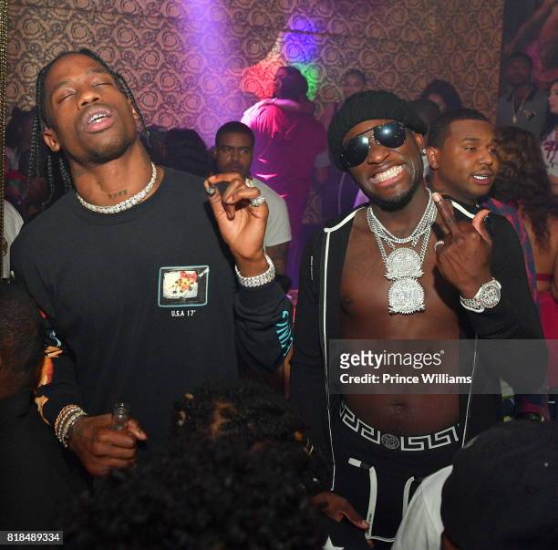 Travis Scott and Ralo attend the travis Scott after Party at Medusa Lounge on July 18, 2017 in Atlanta, Georgia.