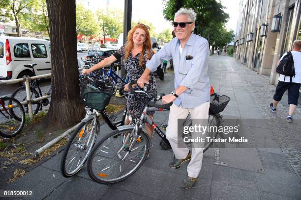 Claudia Wenzel and her husband Ruediger Joswig attend the exhibition opening 'Judith Milberg: Aus der Mitte' at HypoVereinsbank Charlottenburg on...