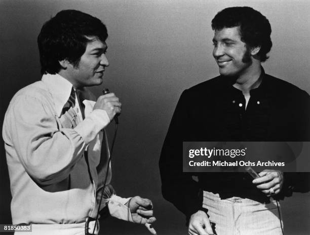 Welsh singer Tom Jones and Hawaiian singer Don Ho perform on the 1969-1971 television variety show "This Is Tom Jones" that aired on ABC-TV on...