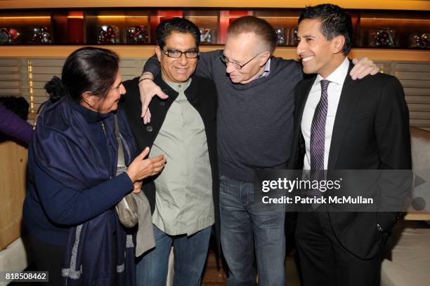 Rita Chopra, Dr. Deepak Chopra, Larry King, Dr. Sanjay Gupta attend the Reception For DR. SANJAY GUPTA's Book and DVD "CHEATING DEATH" at Rogue...