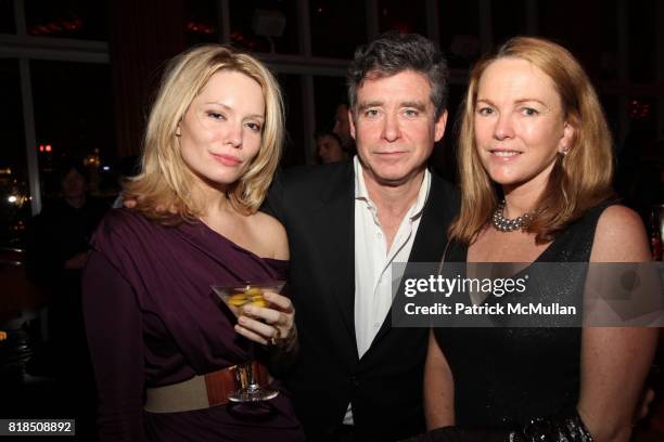 Brooke Geahan, Jay McInerny, Anne Hearst attend The Launch of SASHA LAZARD'S "Myth of Red" Concert Series at the Top of The Standard Hotel on...