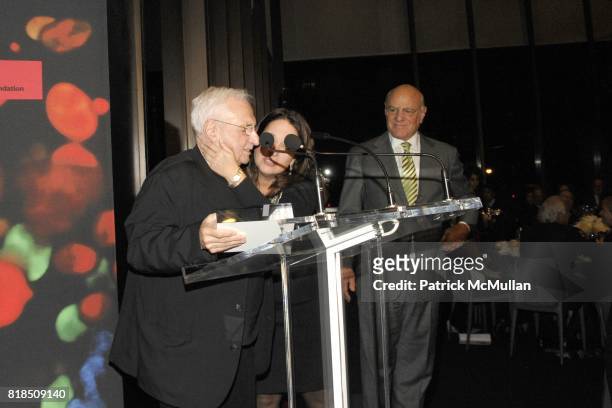 Frank Gehry, Susan L. Solomon, Barry Diller attend the New York Stem Cell Foundation's Fall Gala Dinner at Rockefeller University on October 13, 2009...