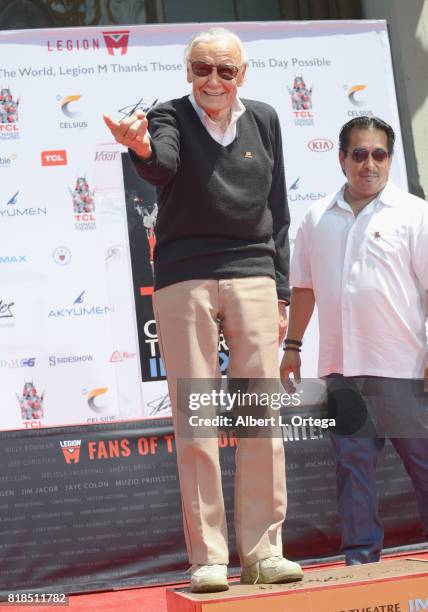 Comic Book Icon Stan Lee is inducted with a hand and footprint ceremony held at TCL Chinese Theatre IMAX on July 18, 2017 in Hollywood, California.