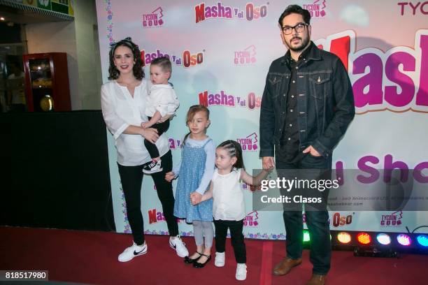 Andrea Torre and Pedro Ortiz de Pinedo attend the premier of the children's play 'Masha and The Bear at Centro Cultural Teatro 1 on July 14, 2017 in...
