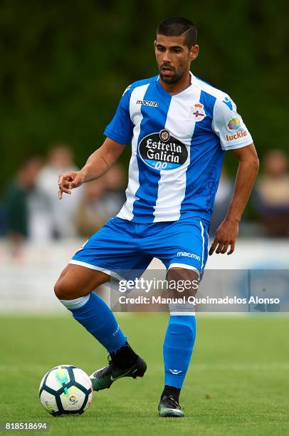 Juanfran Moreno of Deportivo de La Coruna in action during the pre-season friendly match between Cerceda and Deportivo de La Coruna at O Roxo Stadium...