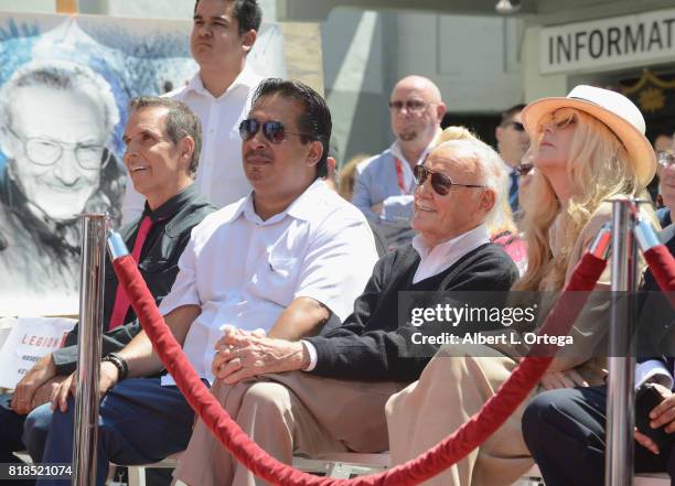 Manager Max Anderson, Comic Book Icon Stan Lee and daughter JC Lee at Stan Lee Hand And Footprint Ceremony held at TCL Chinese Theatre IMAX on July...