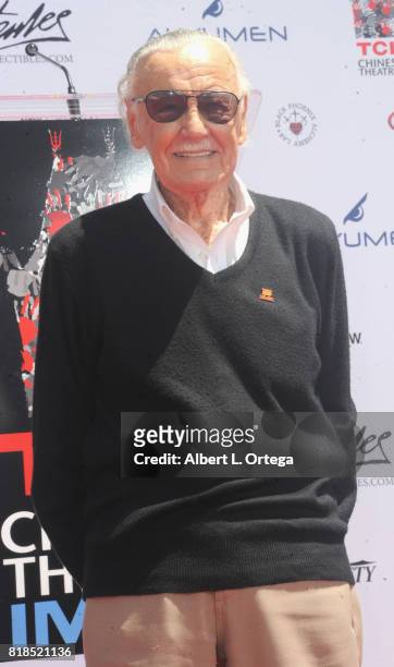 Comic Book Icon Stan Lee inducted with a Hand And Footprint Ceremony held at TCL Chinese Theatre IMAX on July 18, 2017 in Hollywood, California.
