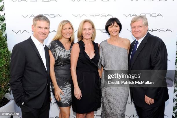 Jay Schmidt, Jennifer Masella, Diane Sullivan, Paola Venturi and Ron Fromm attend Via Spiga 25th Anniversary Event at Empire Hotel Rooftop on August...