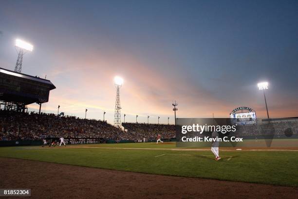 General view of the 2008 Men's College World Series Game 2 between the Fresno State Bulldogs and the Georgia Bulldogs on June 24, 2008 at Rosenblatt...