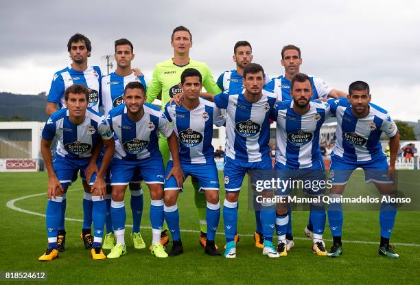 The Deportivo de La Coruna team line up for a photo prior to kick off during the pre-season friendly match between Cerceda and Deportivo de La Coruna...