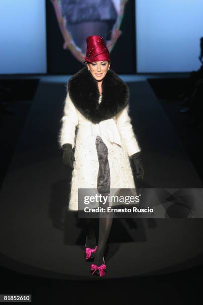 Nancy Dall'Olio walks the runway during Ettore Bilotta Haute Couture fashion show as part of Rome fashion week in Santo Spirito in Sassia on July 7,...