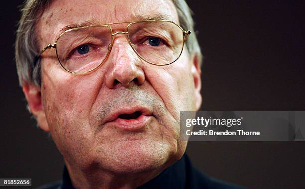 The Archbishop Of Sydney, Cardinal George Pell addresses the media during a press conference ahead of World Youth Day Sydney 08, at the Polding...