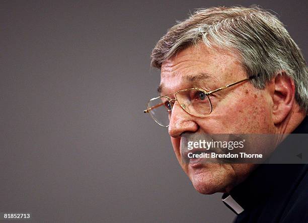 The Archbishop Of Sydney, Cardinal George Pell addresses the media during a press conference ahead of World Youth Day Sydney 08, at the Polding...