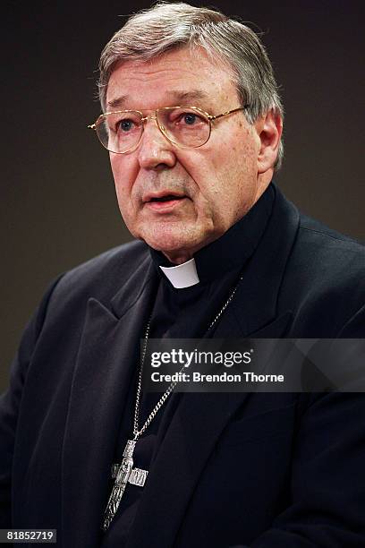 The Archbishop Of Sydney, Cardinal George Pell addresses the media during a press conference ahead of World Youth Day Sydney 08, at the Polding...