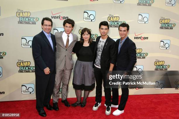 Gary Marsh, Nick Jonas, Carolina Lightcap, Joe Jonas and Kevin Jonas attend Disney Channel Hosts "Camp Rock 2: The Final Jam" at Alice Tully Hall at...