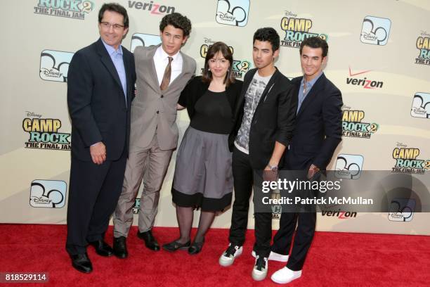 Gary Marsh, Nick Jonas, Carolina Lightcap, Joe Jonas and Kevin Jonas attend Disney Channel Hosts "Camp Rock 2: The Final Jam" at Alice Tully Hall at...