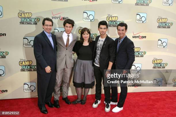 Gary Marsh, Nick Jonas, Carolina Lightcap, Joe Jonas and Kevin Jonas attend Disney Channel Hosts "Camp Rock 2: The Final Jam" at Alice Tully Hall at...