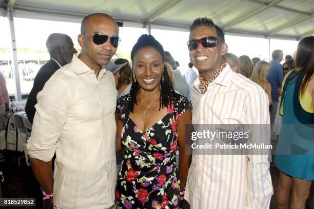 Michael, B Smith and Mark Anthony attend David Yurman hosts luncheon on Grand Prix Sunday at The Hampton Classic on September 5, 2010 in...