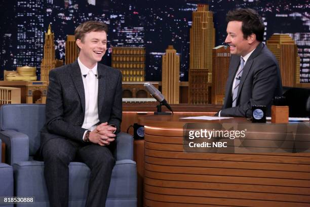 Episode 0706 -- Pictured: Actor Dane DeHaan during an interview with host Jimmy Fallon on July 18, 2017 --