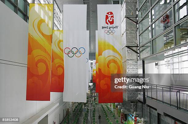 General inside view of the Beijing Olympics International Broadcast Centre on July 8, 2008 in Beijing, China. IBC is the workplace of the Beijing...