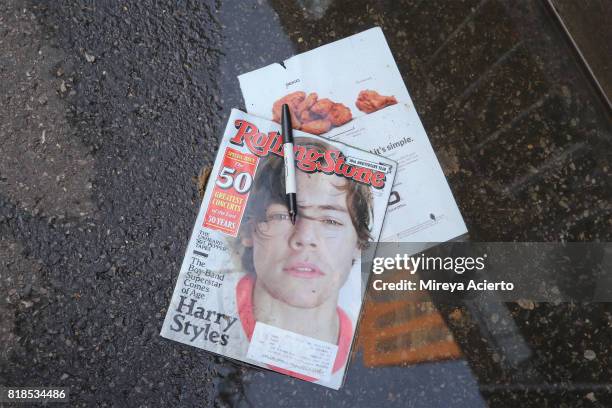 Magazine cover of Harry Styles during the "DUNKIRK" New York Premiere on July 18, 2017 in New York City.