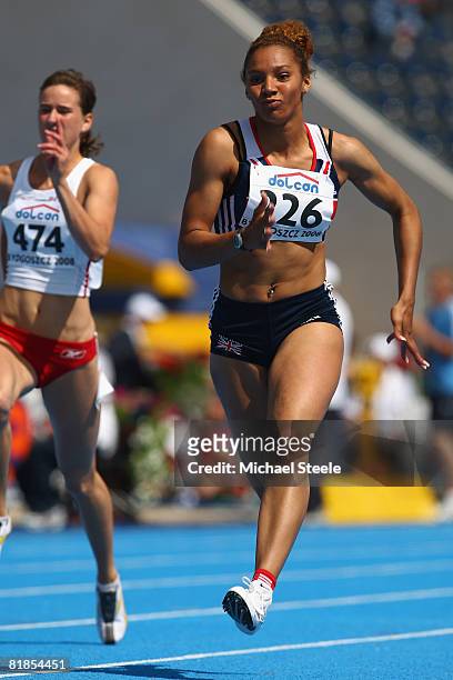Ashlee Nelson of Great Britain sets the quickest time of 11.55 in the women's 100m heats during day one of the 12th IAAF World Junior Championships...