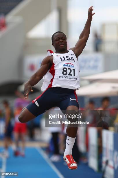 Marquise Goodwin of USA during qualification in the men's long jump during day one of the 12th IAAF World Junior Championships at the Zawisza Stadium...