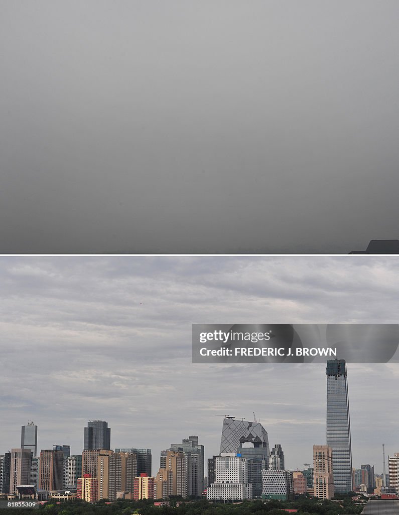 This combo picture shows the same view o