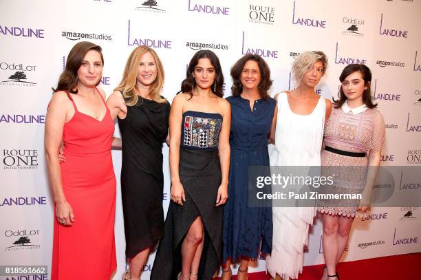 Gillian Robespierre, Rachel Shane, Jenny Slate, Gigi Pritzker, Elisabeth Holm and Abby Quinn attend the 'Landline' New York Premiere at The...