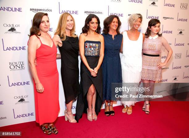 Gillian Robespierre, Rachel Shane, Jenny Slate, Gigi Pritzker, Elisabeth Holm and Abby Quinn attend the 'Landline' New York Premiere at The...