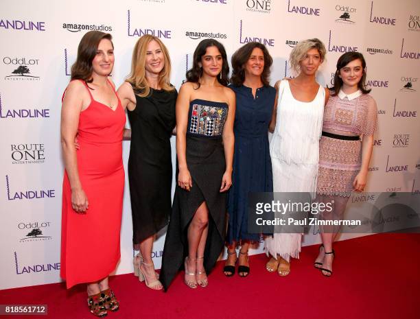 Gillian Robespierre, Rachel Shane, Jenny Slate, Gigi Pritzker, Elisabeth Holm and Abby Quinn attend the 'Landline' New York Premiere at The...