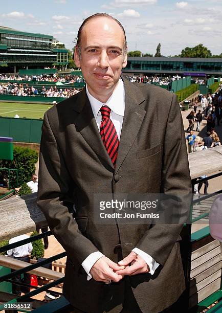 Clash guitarist Mick Jones arrives as a guest of Evian during the Wimbledon Championships 2008 at the All England Club on June 23, 2008 in London,...