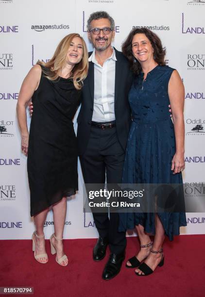 Executive producer Rachel Shane, Actor John Turturro, and producer Gigi Pritzker attend the New York premiere of 'Landline' at The Metrograph on July...