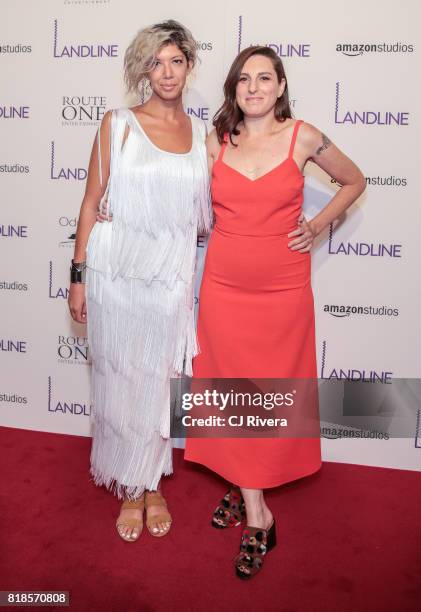 Elisabeth Holm and Gillian Robespierre attend the New York premiere of 'Landline' at The Metrograph on July 18, 2017 in New York City.