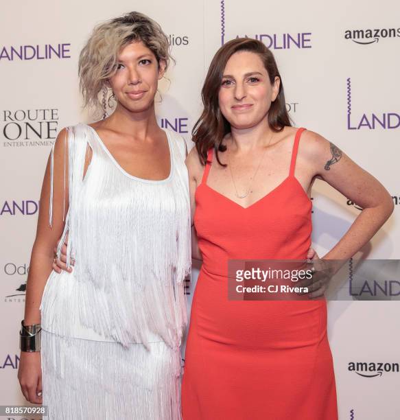 Elisabeth Holm and Gillian Robespierre attend the New York premiere of 'Landline' at The Metrograph on July 18, 2017 in New York City.