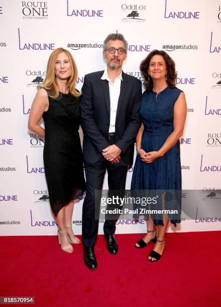 Rachel Shane, John Turturro and Gigi Pritzker attend "Landline" New York premiere at The Metrograph on July 18, 2017 in New York City.