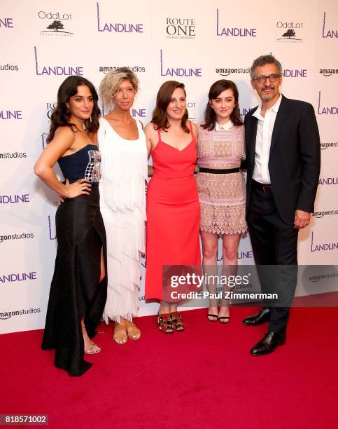 Jenny Slate, Elisabeth Holm, Gillian Robespierre, Abby Quinn and John Turtuuro attend "Landline" New York premiere at The Metrograph on July 18, 2017...