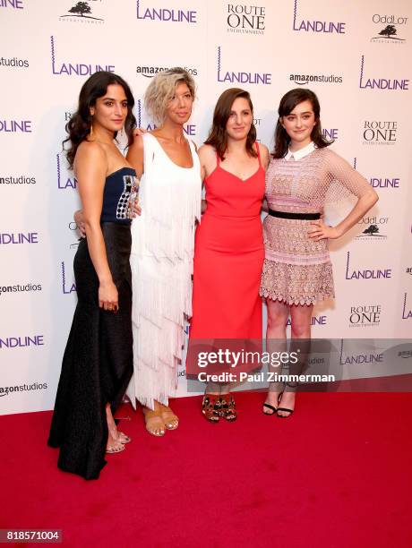 Jenny Slate, Elisabeth Holm, Gillian Robespierre and Abby Quinn attend "Landline" New York premiere at The Metrograph on July 18, 2017 in New York...