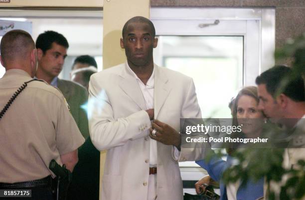 Kobe Bryant with his lawyer Pamela Mackey enter the Eagle County Courthouse. Bryant is charged with felony sexual assault against a 19 year old...