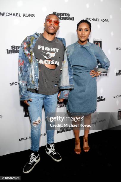 Sports Illustrated Fashionable 50 honoree Russell Westbrook and Nina Earl at Sports Illustrated 2017 Fashionable 50 Celebration at Avenue on July 18,...