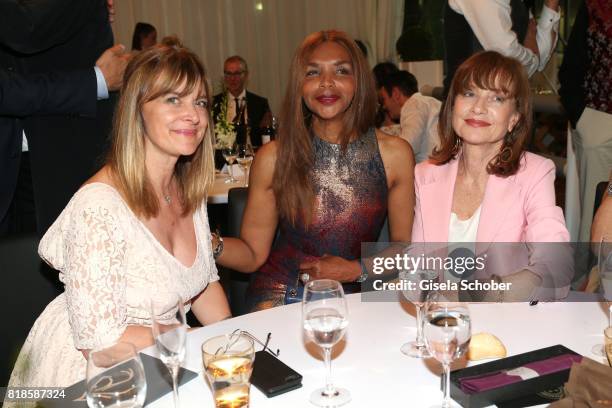 Nastassja Kinski, Valerie Campbell and Isabelle Huppert during the media night of the CHIO 2017 on July 18, 2017 in Aachen, Germany.