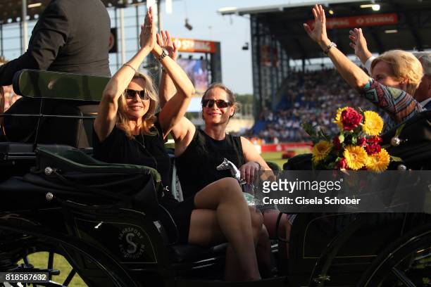 Veronica Ferres, Isabell Werth in a carriage during the media night of the CHIO 2017 on July 18, 2017 in Aachen, Germany.