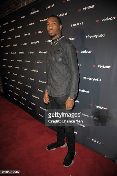 Sapato attends Verizon & 300 Entertainment launch of #freestyle50 at Marquee on July 18, 2017 in New York City.