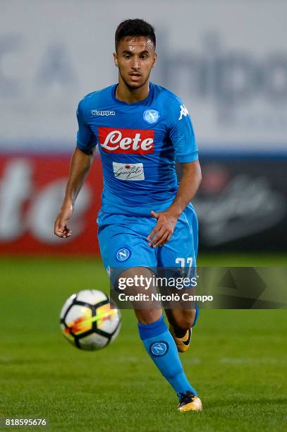 Adam Ounas of SSC Napoli in action during the pre-season friendly football match between Carpi FC and SSC Napoli.