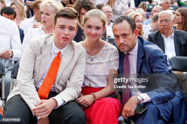 Maximus von Schoenburg-Glauchau, Carlotta Hipp and Alexander von Schoenburg-Glauchau during the Zucchero concert at the Thurn & Taxis Castle Festival...