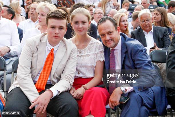 Maximus von Schoenburg-Glauchau, Carlotta Hipp and Alexander von Schoenburg-Glauchau during the Zucchero concert at the Thurn & Taxis Castle Festival...