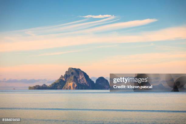 morning view from ao nang beach in krabi ( thailand , asia ) - koh poda stock pictures, royalty-free photos & images